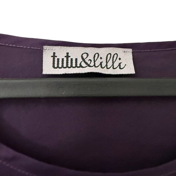 Tutu & Lilli Deep Purple Bella Satin Dolman Sleeve Oversized Blouse Top Size M/L - Picture 5 of 5